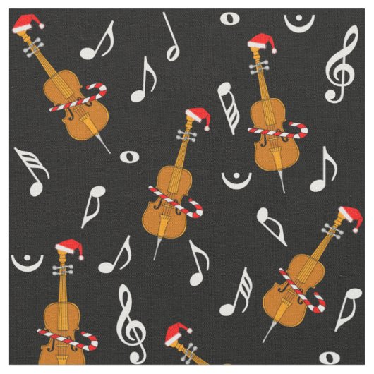 Tissu Notes de musique Cello Santa Hat (Fermer)