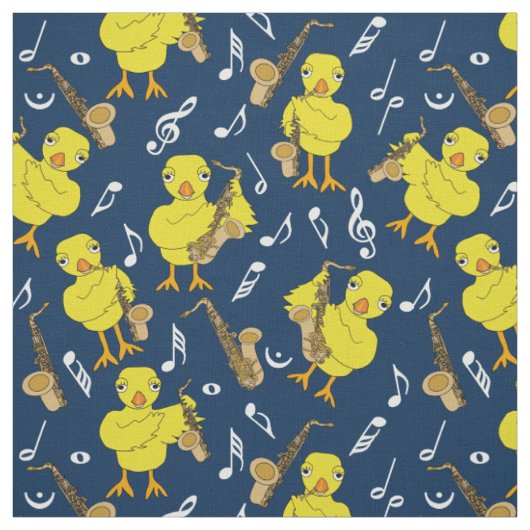 Tissu Notes de musique chick saxophone (Échantillon)