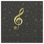Tissu notes de musique d'or en noir (Fermer)