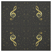 Tissu notes de musique d'or en noir (Échantillon)