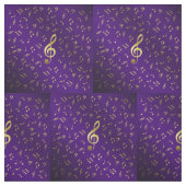 Tissu notes de musique d'or en violet (Échantillon)