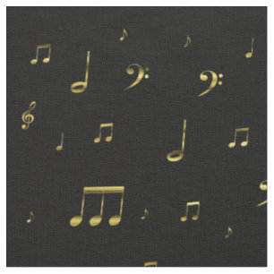 Tissu notes de musique dorées