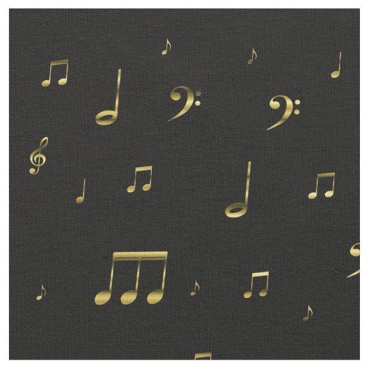 Tissu notes de musique dorées (Fermer)
