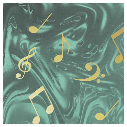 Tissu notes de musique dorées dans l'essence (Fermer)