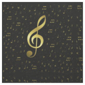 Tissu notes de musique dorées sur fond noir (Fermer)