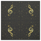 Tissu notes de musique dorées sur fond noir (Échantillon)