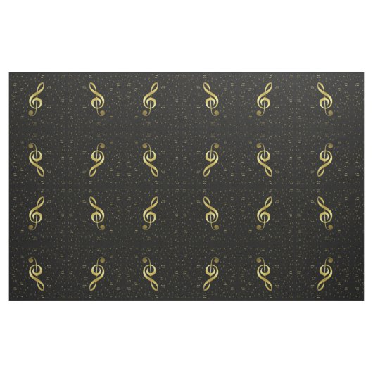 Tissu notes de musique dorées sur fond noir (Fat Quarter)