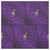 Tissu notes de musique dorées sur fond violet (Échantillon)