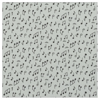 Tissu Notes de musique noires sur gris