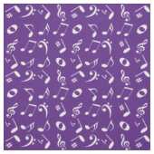 Tissu Notes musicales à la ligne blanche sur le violet (Échantillon)