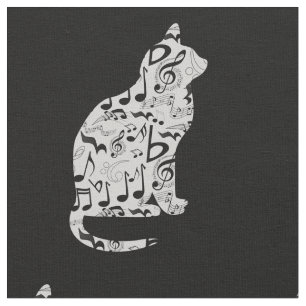 Tissu Notes musicales Amoureux des chats - Musicien mini