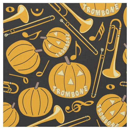Tissu Notes musicales citrouille Trombone (Fermer)