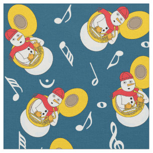 Tissu Notes musicales de Tuba Snowman