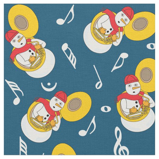 Tissu Notes musicales de Tuba Snowman (Fermer)