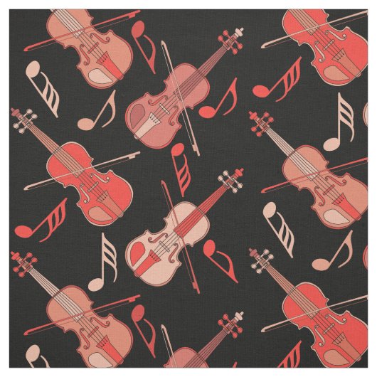 Tissu Notes musicales de violons à la ligne (Échantillon)
