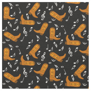 Tissu Notes musicales des Boots de Cowboy
