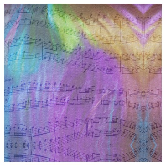 Tissu Notes musicales psychédéliques (Fermer)