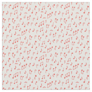 Tissu Notes musicales rouges gribouillées