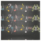Tissu Notes ouvrières de musique sur le noir (Fermer)
