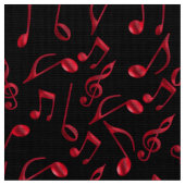 Tissu Notes rouges de fête de musique sur le noir ou (Fermer)