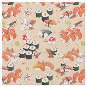 Tissu Nourriture japonaise : Sushi Motif 3