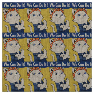 Tissu Nous Pouvons Le Faire ! Chat blanc Rosie le Rivete