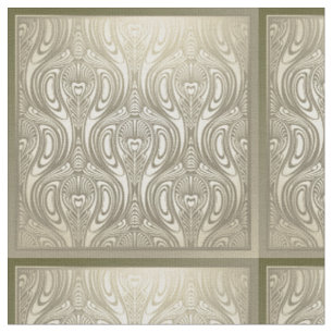 Tissu Nouveau d'art, deco, or, blanc, floral, vintage,