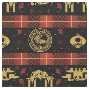 Tissu Nouvel An chinois Tiger Red Check Motif