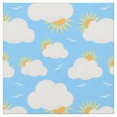 Tissu Nuages d'été et soleil ciel bleu motif (Fermer)
