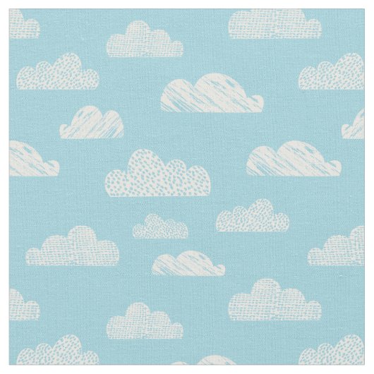 Tissu Nuages texturés sur bleu clair (Fermer)
