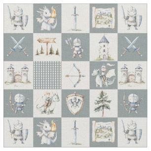 Tissu nurserie de bébé garçon avec chevaliers et dragons