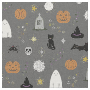 Tissu Objets effrayants - Ardoise, Rouille, Charbon, Tis