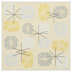 Tissu Oblongs Motifs du milieu du siècle gris jaune