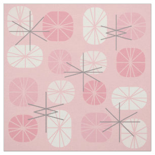 Tissu Oblongs Motifs du milieu du siècle rose Vanille