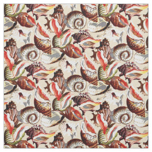 Tissu Ocean Beach Sandy Sea Shells Motif