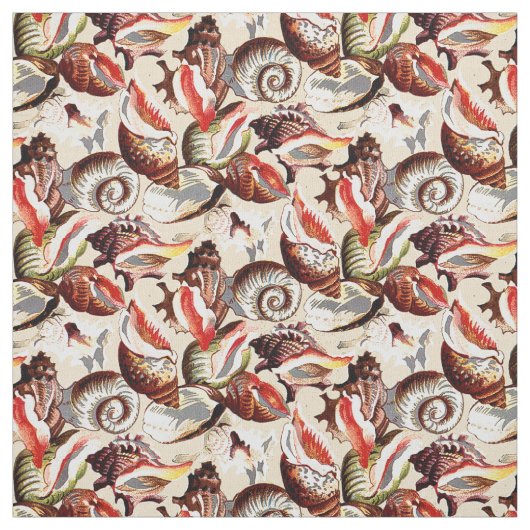 Tissu Ocean Beach Sandy Sea Shells Motif (Échantillon)
