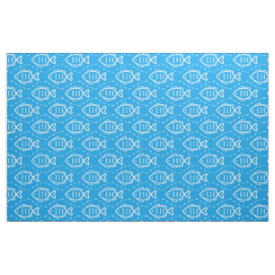 Tissu Océan Mer Thème nautique Poisson Lignes d'onde Mot