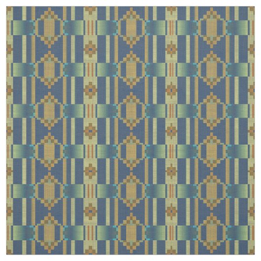 Tissu Ocre Jaune Orange Turquoise Bleu Vert Éthique (Échantillon)