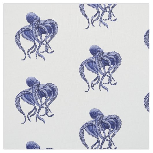 Tissu Octopus bleu et blanc (Échantillon)