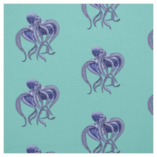 Tissu Octopus bleu et blanc (Échantillon)