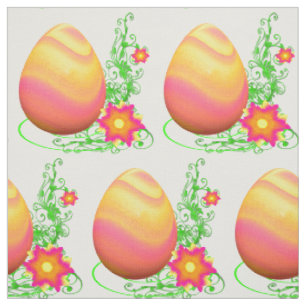 Tissu Oeuf de Pâques coloré et fleurs 4,5 pouces