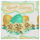 Tissu Oeufs Et Fleurs De Pâques Joyeux Pâques 4,5" (Fermer)