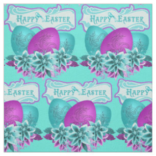 Tissu Oeufs Et Fleurs De Pâques Joyeux Pâques 4,5"