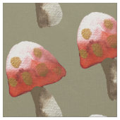 Tissu OEuvre d'aquarelle de champignon à boutons rouges (Fermer)