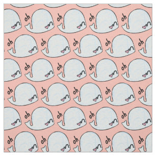 Tissu oh baleine, wordplay kawaii aquarelle près de la