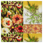 Tissu Oiseau à fleurs orange (Échantillon)