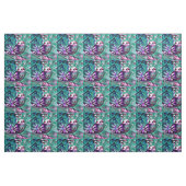Tissu Oiseau Abstrait blanc Floral Turquoise pourpre (Fat Quarter)