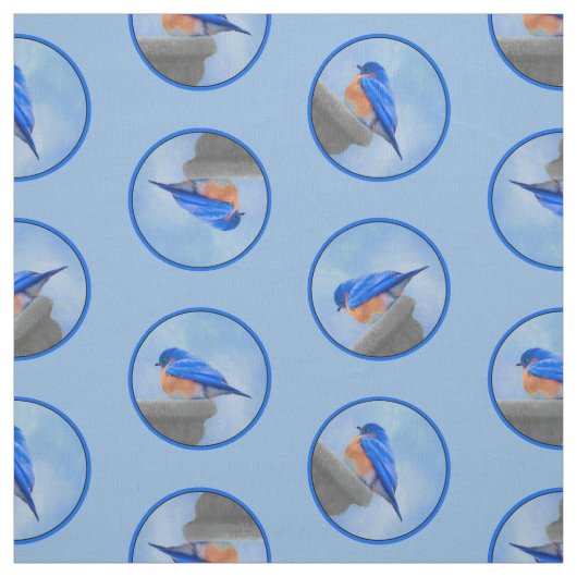 Tissu Oiseau bleu de l'Est sur Birdbath Art original (Échantillon)