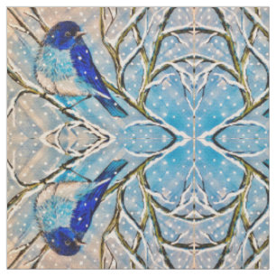Tissu Oiseau bleu de montagne observant la neige