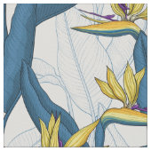 Tissu Oiseau de fleurs de paradis sur blanc (Détail)